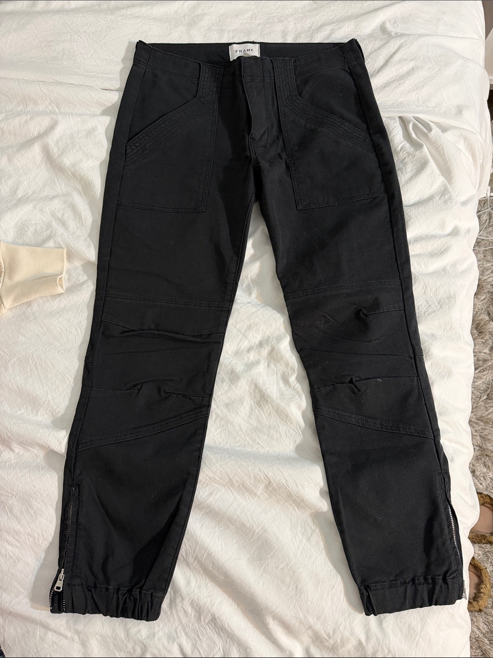 Frame Denim Black Men's Sweatpant Joggers with Zip Cuffs